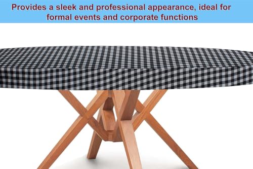 Image of The Furnishing Tree Round Elastic Fitted Dining Table Cover WxL 36x36 Inches Checkered Pattern White