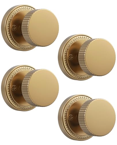 Asidrama 4 Pack Champagne Bronze Passage Door Knobs with Lock Door Handles with Champagne Bronze Door Knobs Interior for Bedroom or Bathroom Heavy Duty Door Lever for Left Right Sided Doors