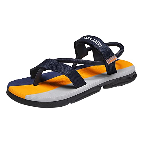 Zapatos de correr con puntera plana, sandalias planas de playa, sandalias de moda para playa, para hombre, piel, Blue, 41 1/3 EU
