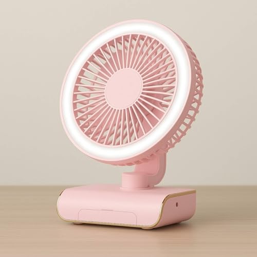 Image of 4000mAh High Speed ๐๐๐๐ก๐๐ซ๐ ๐๐๐๐ฅ๐ Table Fan for Home, ๐๐ฌ๐๐ข๐ฅ๐ฅ๐๐ญ๐ข๐ง๐ ๐๐๐ง with ๐๐๐ ๐๐ข๐ ๐ก๐ญ | ๐๐๐ ๐๐๐ซ๐ฌ๐จ๐ง๐๐ฅ Fan, ๐ ๐๐ฉ๐๐๐ (F1 - Pink)