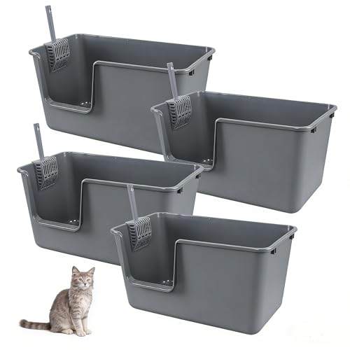 Arenero grande abierto para gatos 4 unidades gris miniatura 6