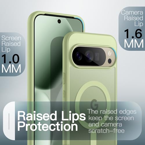 Image of JETech Magnetic Cover Case for Google Pixel 10 /10 Pro 2025, Compatible with MagSafe and Pixelsnap Charger, Translucent Matte Back Shockproof Phone Cover (Jade)