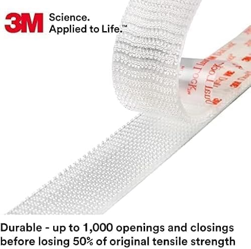 Dpm Tapes - 3M Dual Lock SJ3560, 10 Éléments Adhésifs Refermables à Têtes Champignon pour Télépéage et Accessoires, Transparent, 25 x 50 mm – vue 3