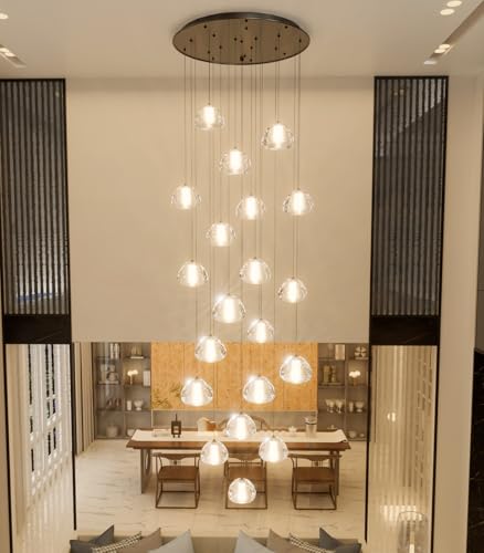 Image of Modern Crystal Chandeliers LED Ceiling Lighting Foyer Large Ceiling Light for Staircase Living Room Hallway Entryway