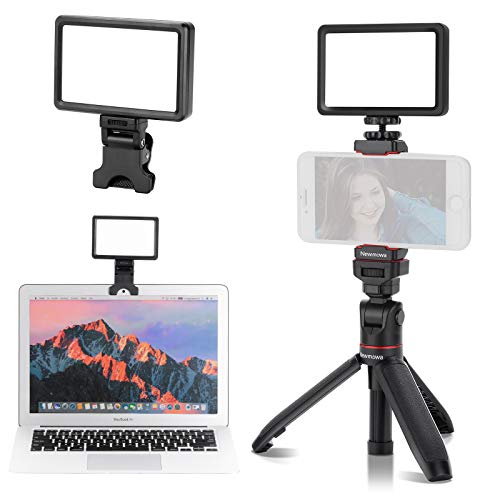Newmowa 60 LED Clip Rechargeable Video Light Mini Extension Tripod Kit with Phone Holder,Soft Light Board,3200-5600K,3 Light Modes,for Vlog,Makeup,Video Conference,Compatible with Phones&Cameras