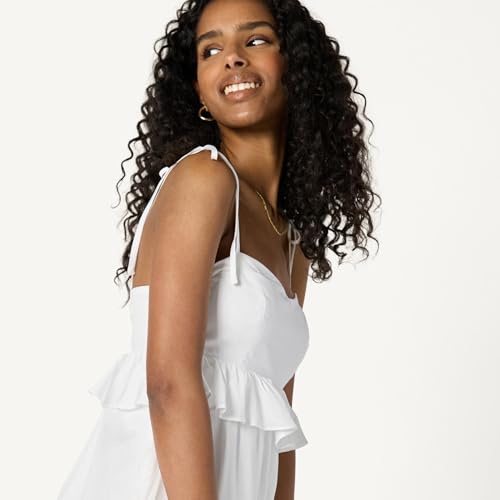 Image of Amazon Essentials Women's Fit and Flare Empire Waist Sweetheart Neck Cotton Sateen Tiered Maxi Dress