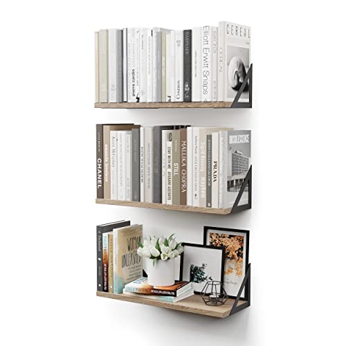 CASSA TOKO Étagères murales suspendues pour Le Mur, Lot de 3, étagère bibliothèque pour Chambre à Coucher, Salon, Bureau, Salle de Bain, Cuisine, Bois...