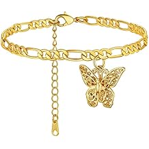 GoldChic Jewelry Gold Butterfly Anklets for Women,Cute Figaro Chain Ankle Bracelets Foot Chains 8.5+2 Inches