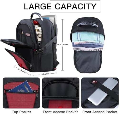 Image of ANTERK Extra Large Backpack, Travel Laptop Backpack, Sturdy TSA Water Resistant 17.3 Inch Carry on Backpacks, Anti Theft Business Computer Backpacks Gifts for Men Women, Red