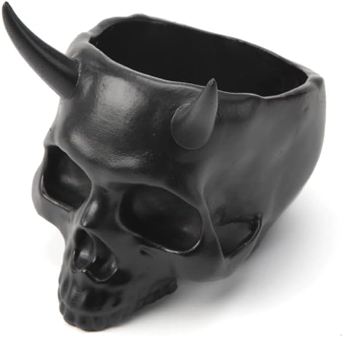 Resin Skull Statue Succulent Plant Pot Office/Home/Garden Decoration Figurines Skull Flower Pot Gift Ideas Black