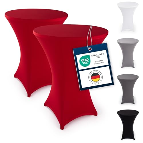 Blumtal 2er Set Stretch Stehtisch Hussen Bügelfrei - Oeko -TEX zertifizierte Tischhussen für Stehtische Ø 80… – Ansicht 1