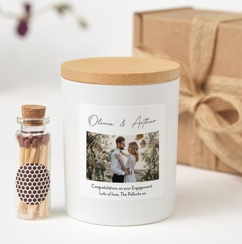 Custom Photo Candle with Gift Box | Personalized Picture Candle | Engagement Wedding Gift-White/Unscented