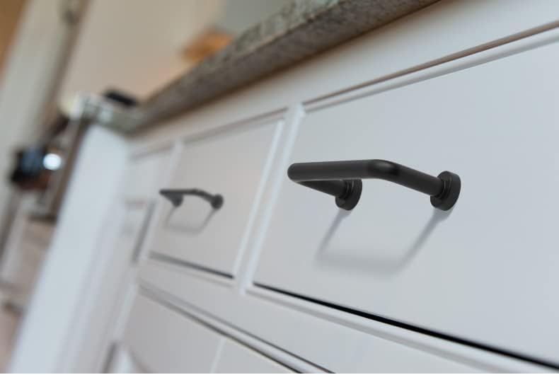 Miniatura 3 de Goo-Ki Paquete de 6 tiradores modernos de gabinete negro mate de 3 pulgadas de centro a centro