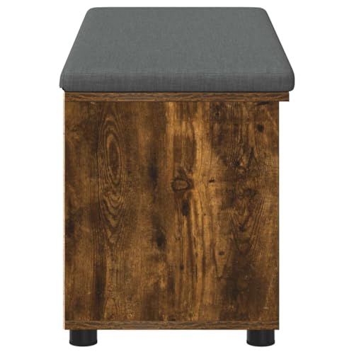 Banco de pasillo roble ahumado de 100x38x46 cm con cojín cómodo y patas ajustables 8