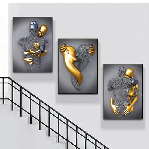 Art abstrait sur toile effet 3D triptyque grand format pour intérieur chic