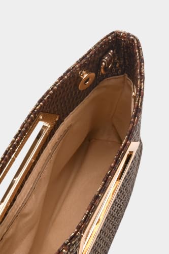 Image of Coucoland Women's PU Leather Clutch Purse with Metallic Geo Top Handle