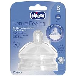 Tetina Chicco Natural Feeling Chicco NaturalFeeling Tetina suave de silicona con flujo papilla para bebé, 6 m+, 2 x 2 unidades