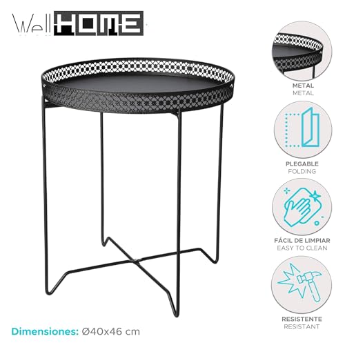 Table ronde en métal noir comme bout de canapé discret