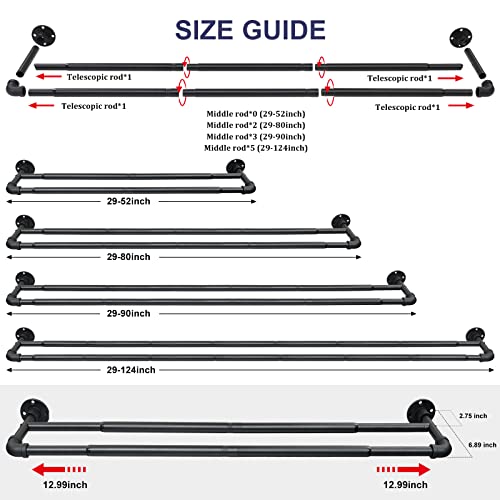 Double Curtain Rods For Windows 28 To 48 Inch - 1 Inch Heavy Duty Industrial Curtain Rods - Adjustable Wrap Around Blackout Curtain Rods, Matte Black #TOP3