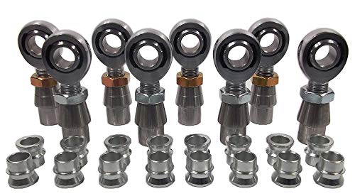 QSC 3/4 X 3/4-16 Chromoly 4-Link Rod End Kit with 3/4-5/8 High Misalignment Spacers & Bungs .120 Wall, Rod End, Heim Joint