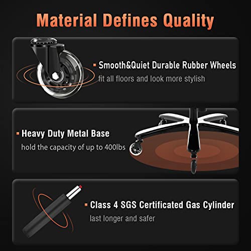 Big And Tall 400Lbs Office Chair - Adjustable Lumbar Support Heavy Duty Metal Base Quiet Rubber Wheels High Back Large Executive Computer Desk Swivel Chair, Ergonomic Design For Back Pain, Beige #TOP7