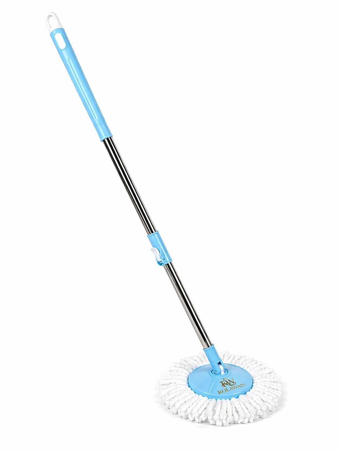 Mop with Extendable Steel Handle, Blue and White Floor Cleaning System, Adjustable Length Spin Mop with Washable Head ||-image-33