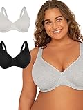 Fruit of the Loom Women's Cotton Unlined Underwire Bra 2 Pack Sand/Black Hue 40D