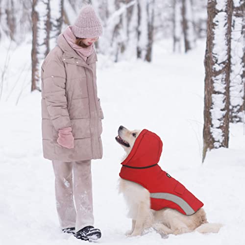 Emust Dog Winter Coats, Hooded Cold Winter Dog Jackets, Windproof Dog Coats For Medium Dogs For Winter, Dog Hoodie For Puppy Medium Dogs, M/Red #TOP5