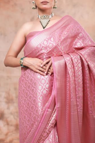 Generic pink banarasi silk saree – image 2