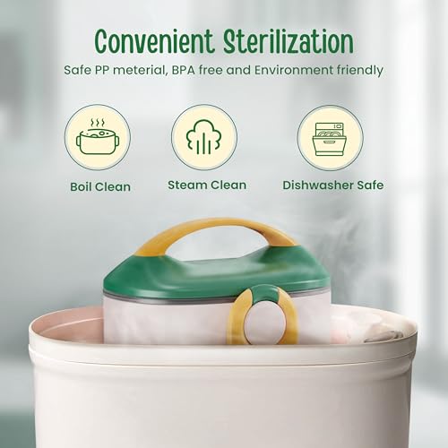 Image of LuvLap Portable Milk Powder Container Green 500ML, Baby Food Container with Spoon, Non-Toxic BPA Free Kids Milk Powder Box with Handle, Anti-Leak Silicone Baby Food Container for Travelling, Green