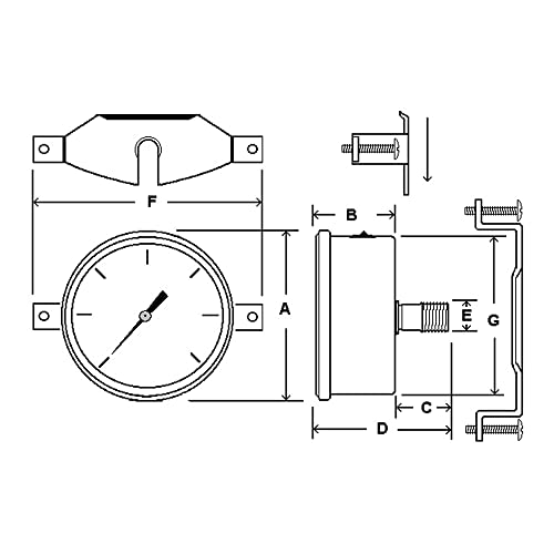 Manomètre 0/160 psi cadran 1.5 pour contrôle de pression précise 303T-158F - 2