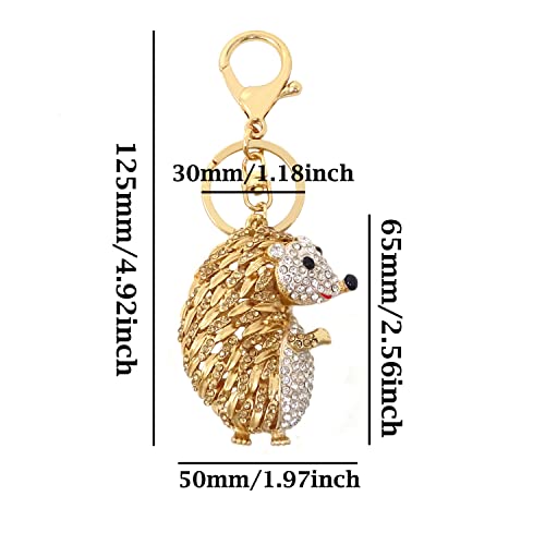 Honbay 1Pcs Cute Rhinestone Hedgehog Keychain Sparkling Crystal Keyring Pendant Animal Key Chain Decoration In A Box For Bag Purse Wallet Handbags Backpack #TOP1