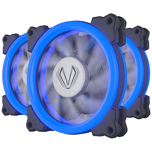 Pack of 3 Aigo Halo LED Ring Fan 120mm 12cm Sleeve Bearing 120mm LED Silent Fan for Computer Cases, CPU Coolers, and Radiators (120mm, Triple Pack Blue) Pack of 3 Aigo Halo LED Ring Fan 120mm 12cm Sleeve Bearing 120mm LED Silent Fan for Computer Cases, CPU Coolers, and Radiators (120mm, Triple Pack Blue)