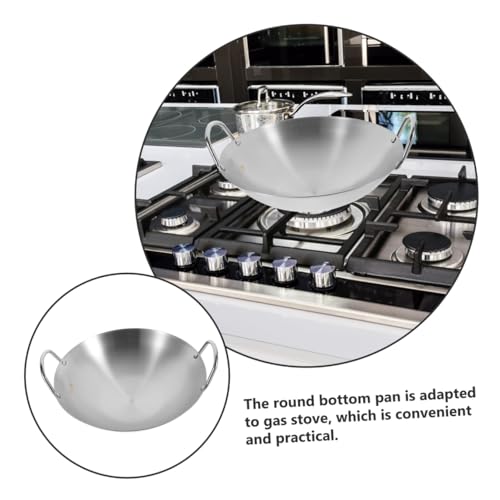 Wok de acero inoxidable con doble asa para cocina miniatura 3