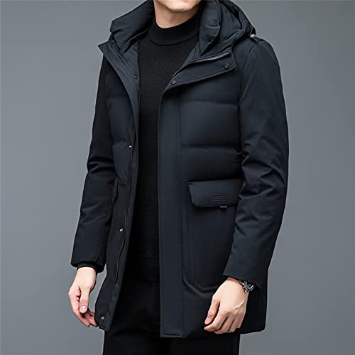 TIYRUS Jaqueta masculina larga plus size grossa casual jaqueta de comprimento médio com capuz (cor: