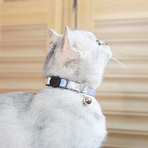 Image of Breakaway Cat Collars with Bell, Set of 3, Durable & Safe Cute Kitten Collars Safety Adjustable Kitty Collar for Cat Puppy 7.5-11in (Purple,Red,Blue1)