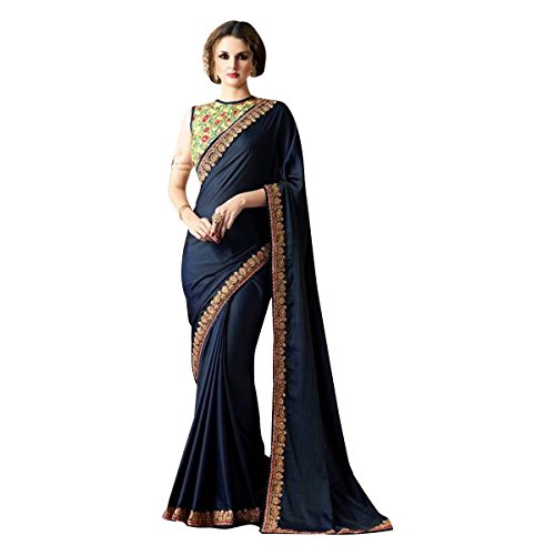 Sari indien traditionnel bleu ethnique pour mariage et grandes cérémonies