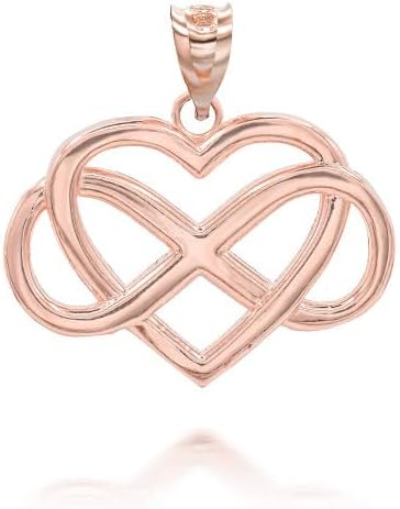 Heart with Infinity Pendant Necklace Real Solid 10K Gold