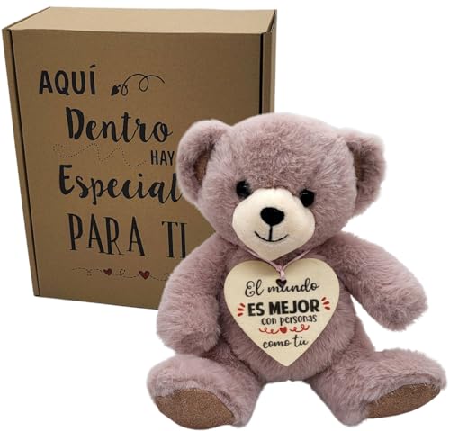 Regalos Mujer | Regalos Amigas Originales | Regalo Cumpleaños Mujer | Regalo Original Mujer | Regalo Amiga Osito de Peluche Brilli con Mensaje | Regalos para Mejores Amigas (Rosa)