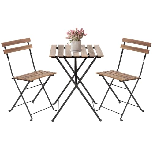 3 Pieces Folding Patio Furniture Set Bistro Set Portable Conversation