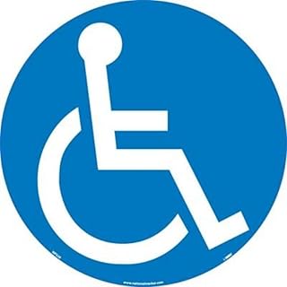 NMC WFS26 Walk On Floor Sign with Handicapped Symbol Graphic, 17 Diameter, Pressure Sensitive Vinyl, White on Blue