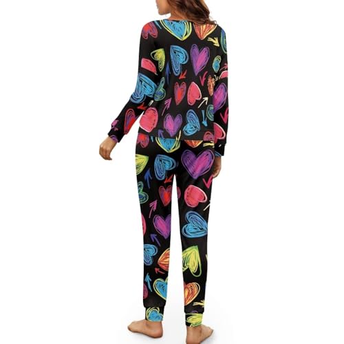 Image of Womens Lounge Set Long Sleeve Soft Pajama Sets Casual 2 Piece Pj Outfit Crewneck Sleepwear with Pockets Plus Size