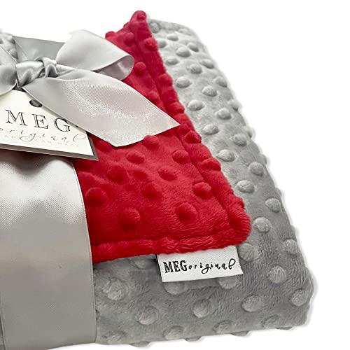 Meg Original Minky Dot Baby Baby Blanket, Red And Gray #TOP5