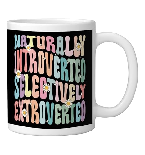 Taza de cerámica Naturally Introverted Selectively Extroverted Blanca miniatura 2