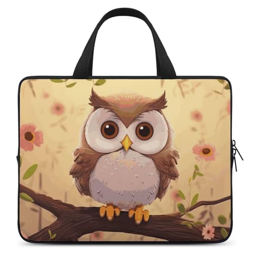 Sac à bandoulière pour ordinateur portable motif chouette mignon pour homme et femme