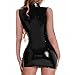xokesy Women Sexy Tank Leather Dress, Wetlook, Plus Size XXXL, Shiny Latex Hip Skirt, Black