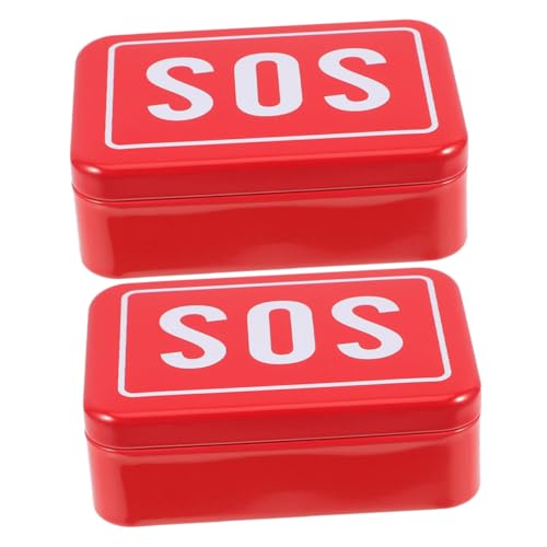 KOMBIUDA Caja De 2 Piezas Botiquín De Primeros Auxilios Para Perro Actividades Al Aire Pequeño Contenedor Impermeable Paquetes De Medicina De Viaje Rojo Hojalata
