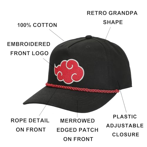 Gorra Naruto Akatsuki bordada estilo retro retro en color negro 2