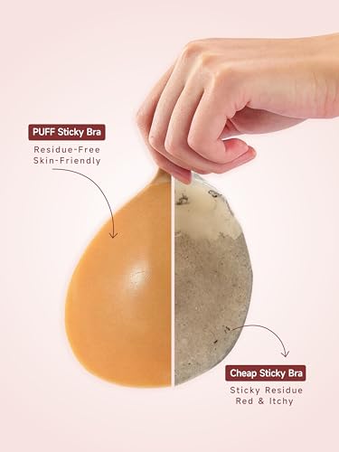 Invisible Strapless Sticky Bra Push up for Women, Adhesive Bra for Backless Dress, Silicone Cleavage Lift Nipple Covers (A Cup, Beige) — view 6