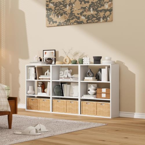 Image of VASAAOSD 3 Tier Bookshelf, Metal Small Book Shelf, 32.7 inchH White